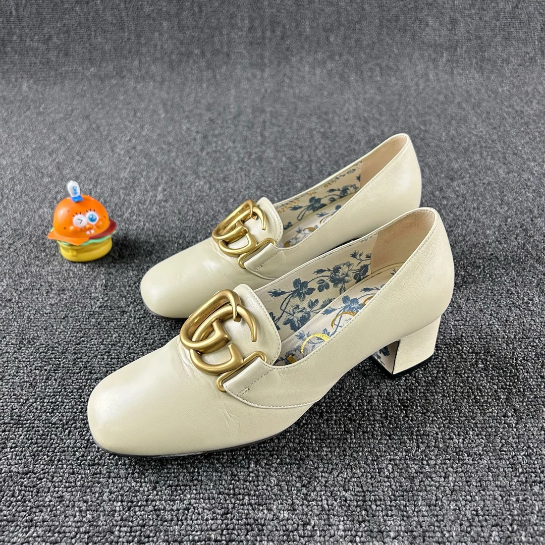 95新 GUCCI/古驰 双G高跟鞋35码 HB5062