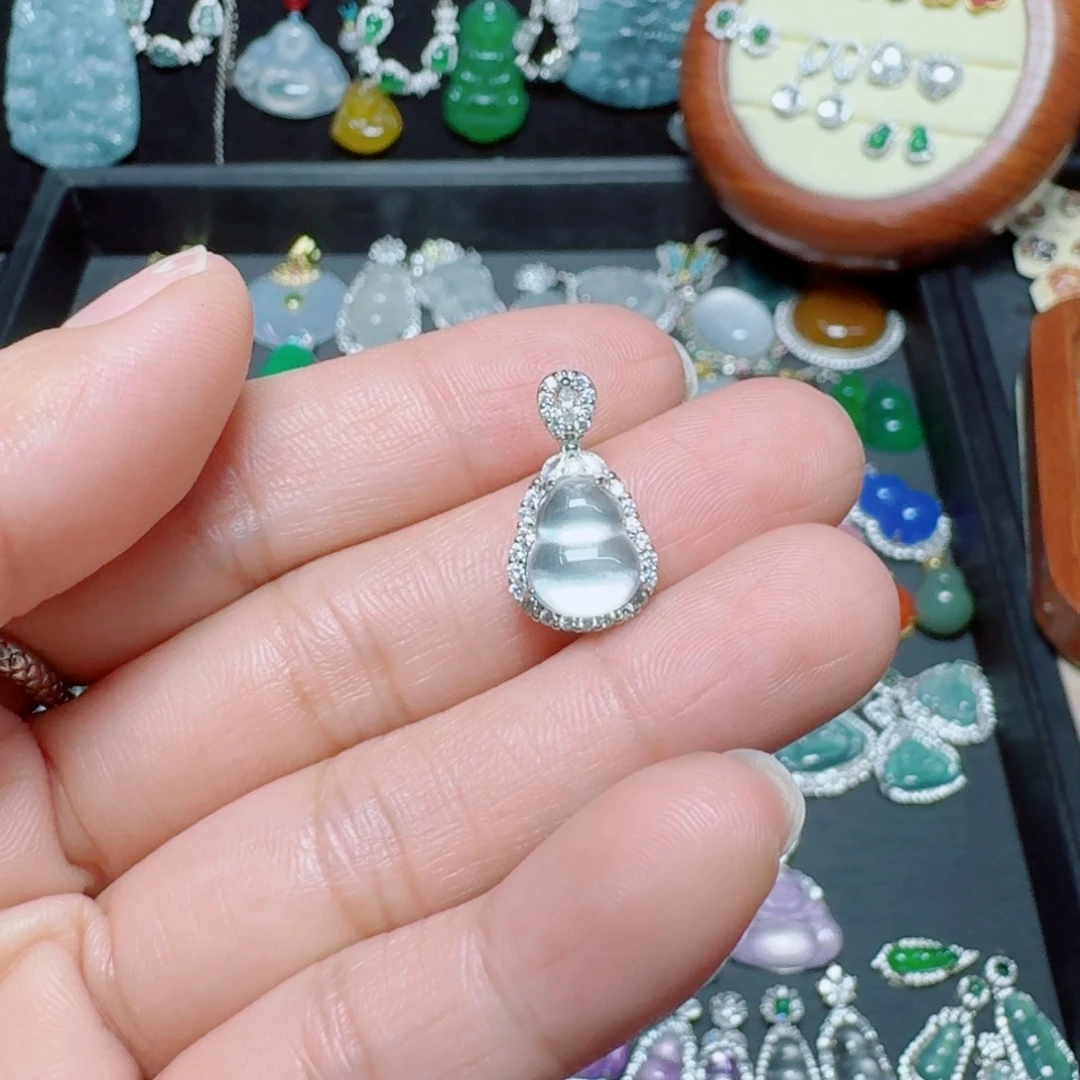 吊坠(不含链)银S925镶嵌翡翠