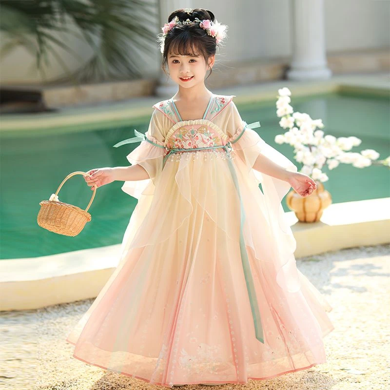 YeeHoO英氏【断码】2025汉服女童夏季超仙中国风连衣裙小女孩古风可