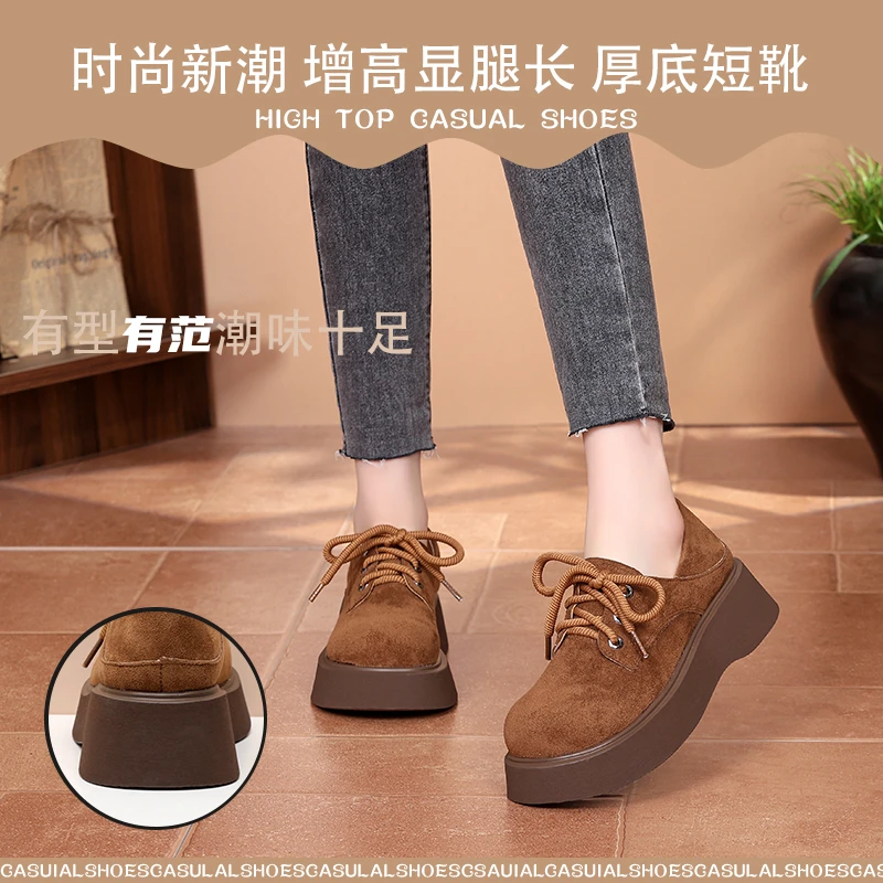 34小码时尚圆头春秋乐福鞋松糕底休闲鞋英伦风平底厚底41大码单鞋