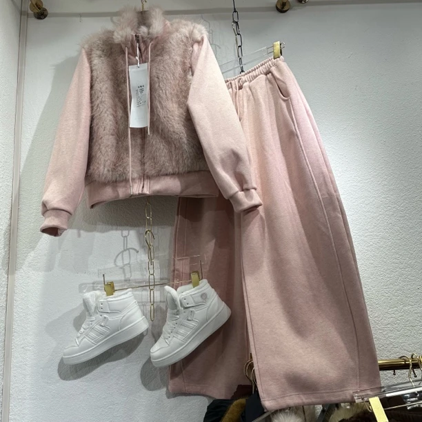 【68】两件套 秋冬时尚休闲加绒保暖棉马甲连帽卫衣阔腿裤套装