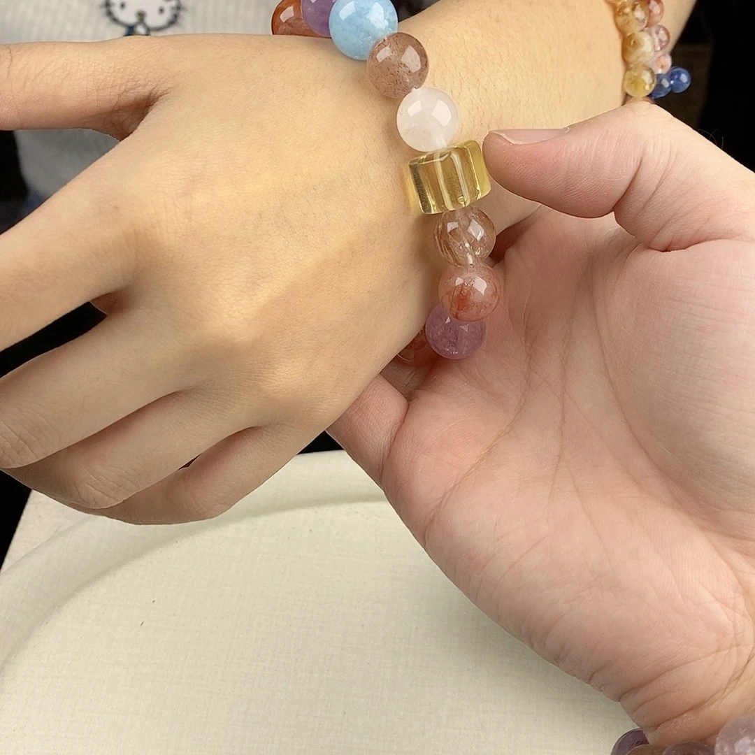 银S925镀金镶嵌手链水晶