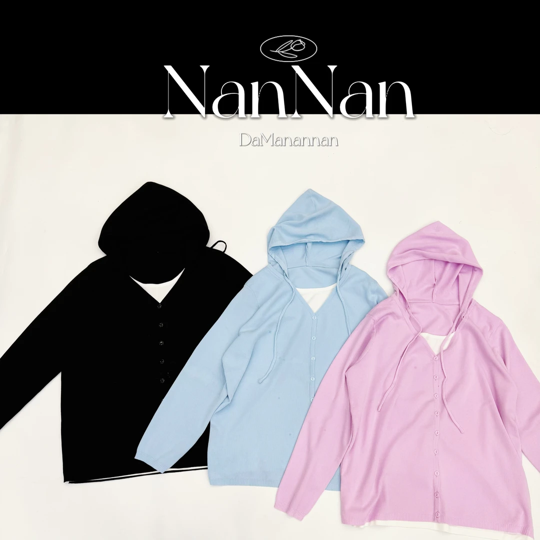 【楠楠推荐】春装新款假两件针织帽衫C5047