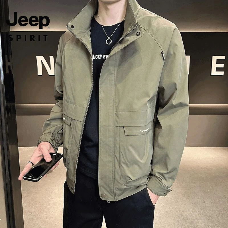 吉普JEEP SPIRIT美式夹克男秋季新款立领工装外套男2025春秋百搭