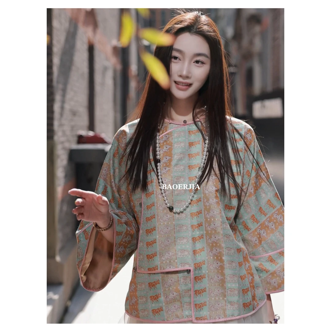 国潮-【传承张和才/百依百顺】宝儿家含幂BK85425103夏季款蜀锦上衣