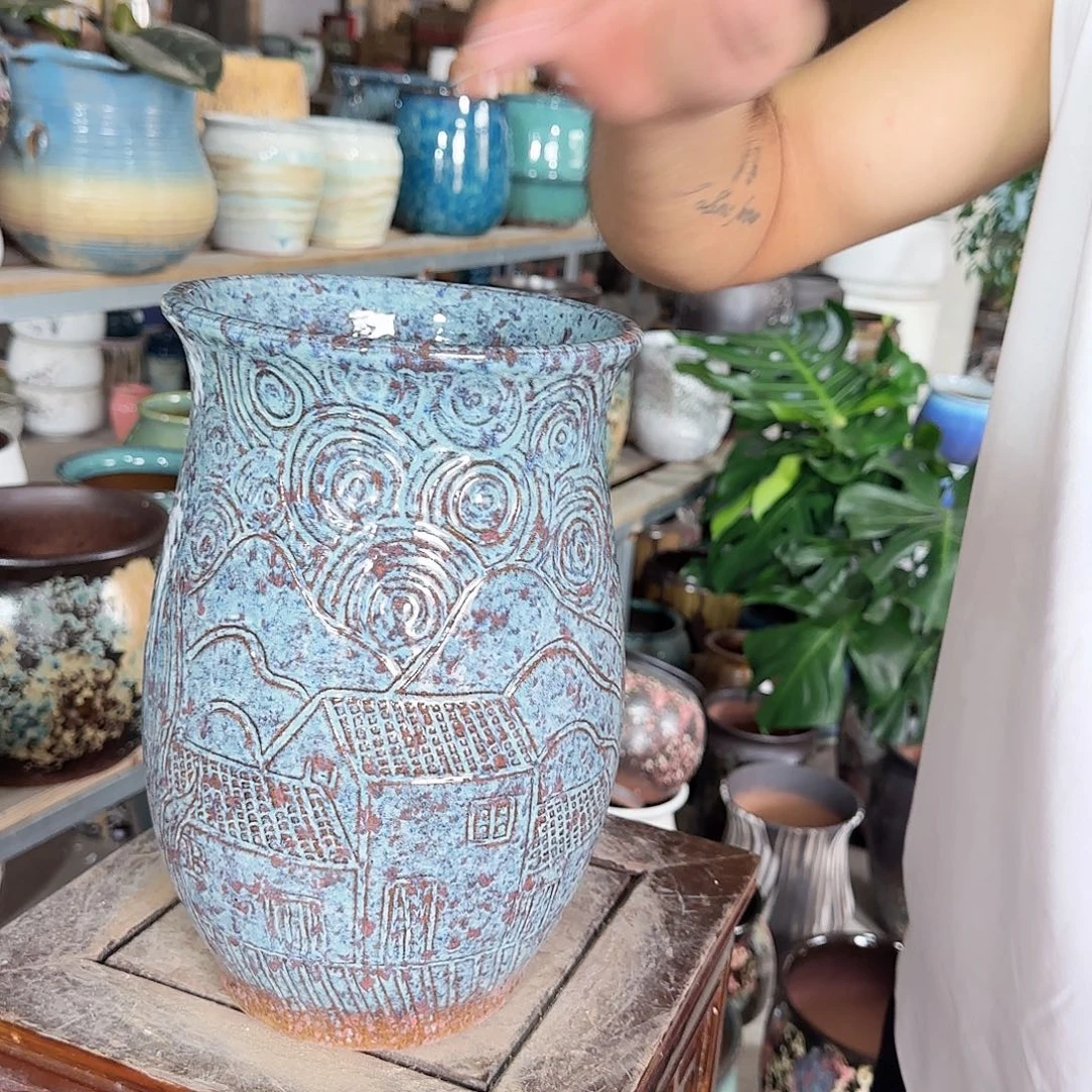 紫砂花盆杨杨花盆0925-538