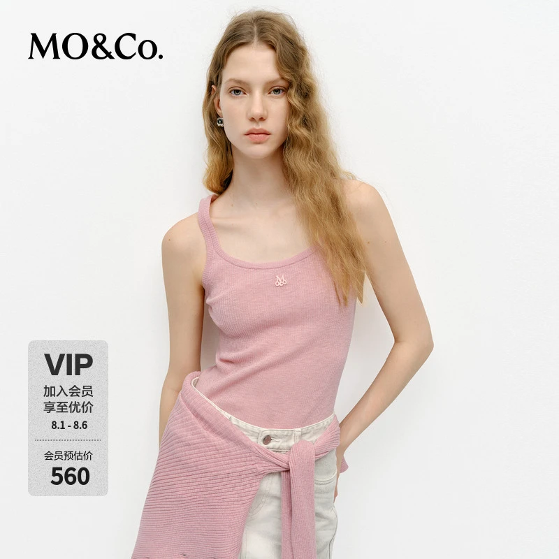 MOCO背心2025春新品含绵羊毛轻柔竹节纱针织吊带修身MBE1VET022