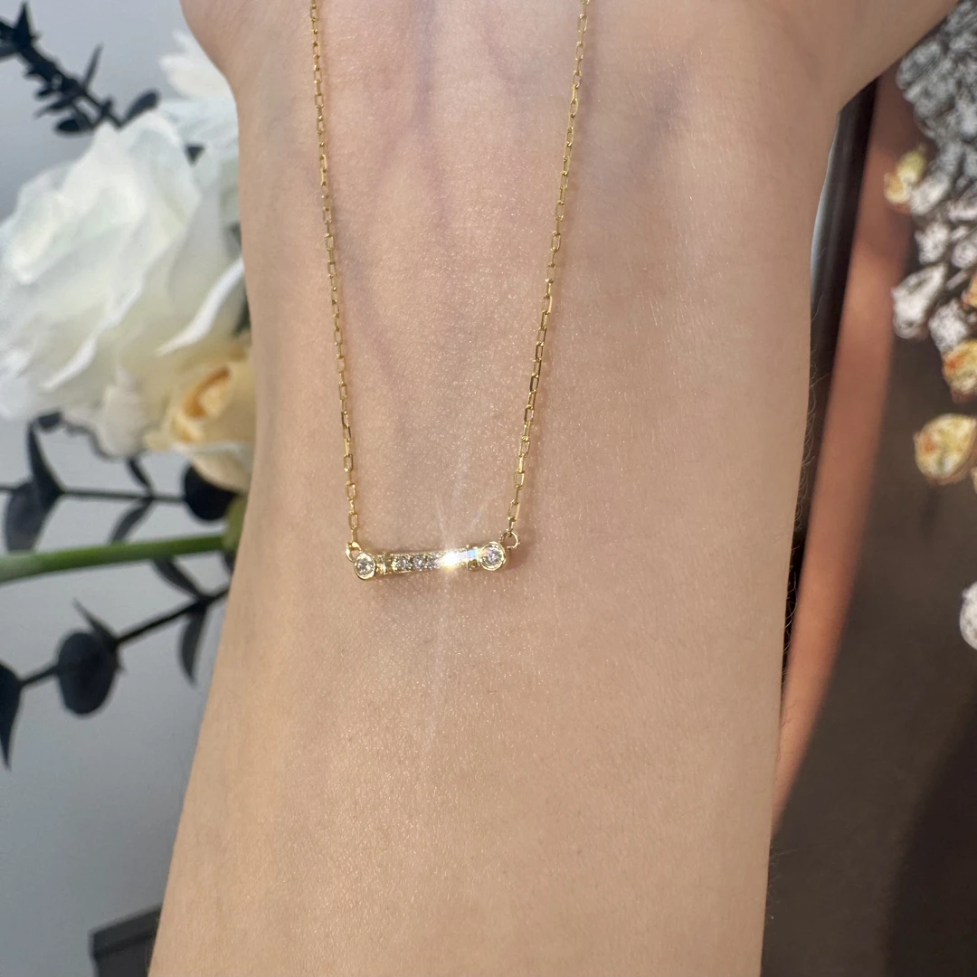 18k金镶天然钻石排钻套链XC