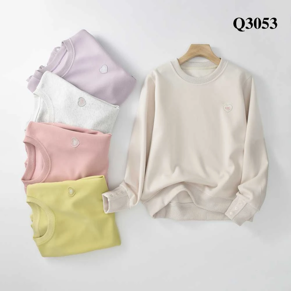 【zone five】 3053圆领刺绣宽松韩版卫衣