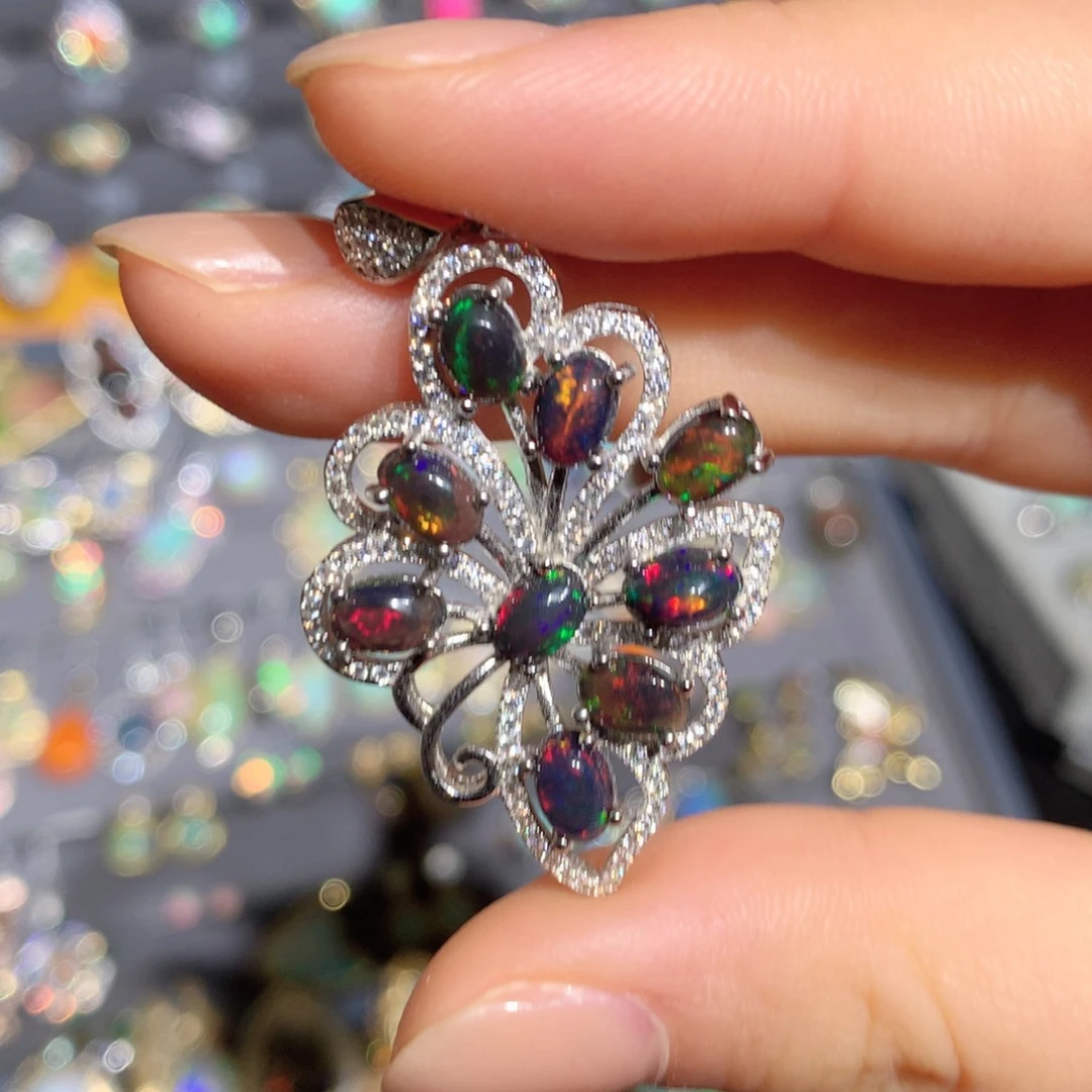 欧泊银S925镶嵌欧泊吊坠t