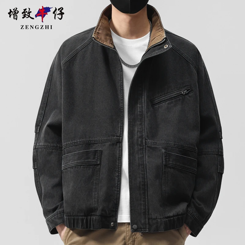 ZENGZHI/增致牛仔潮牌牛仔外套男士宽松上衣服上装秋季外穿帅气