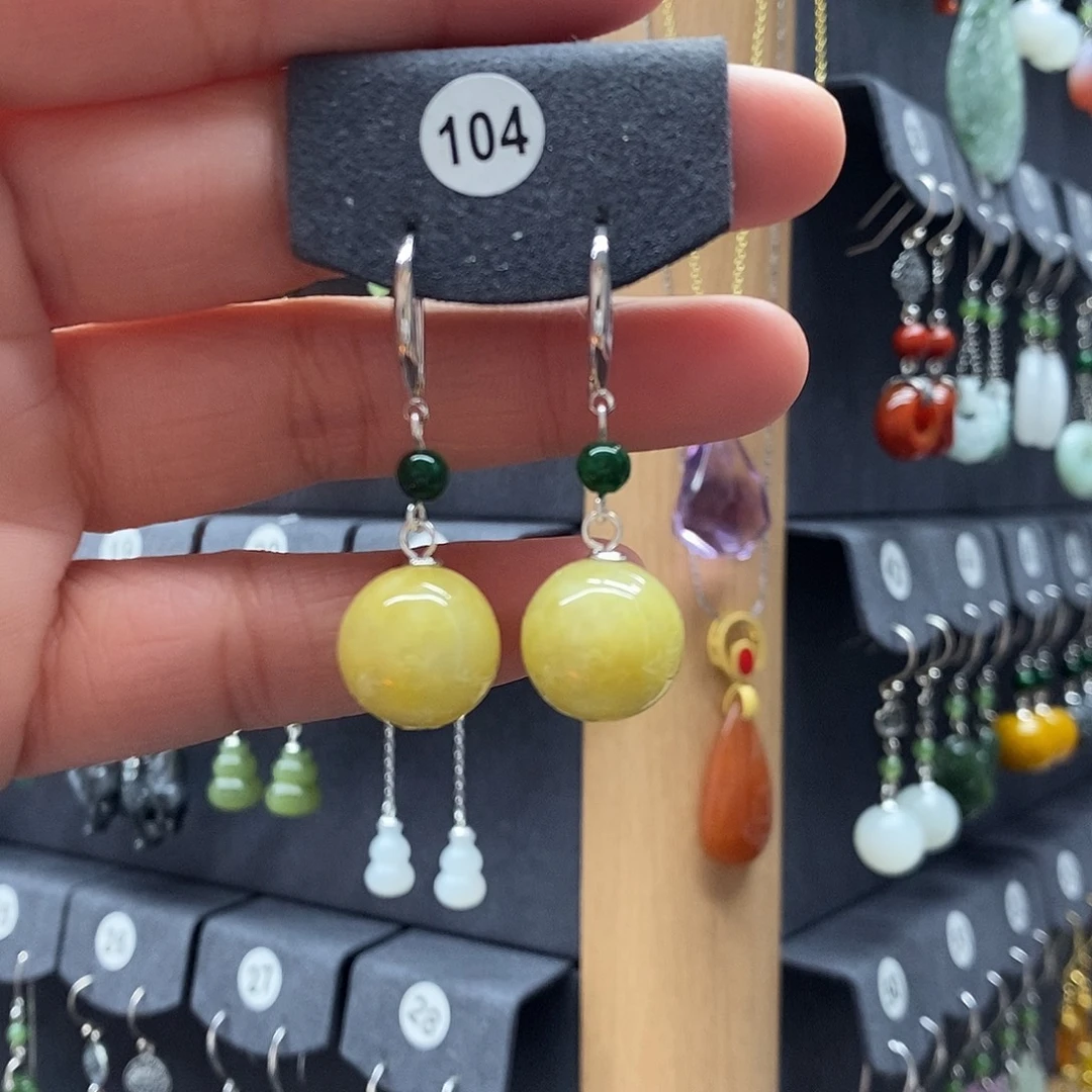 翡翠银S925镶嵌耳饰