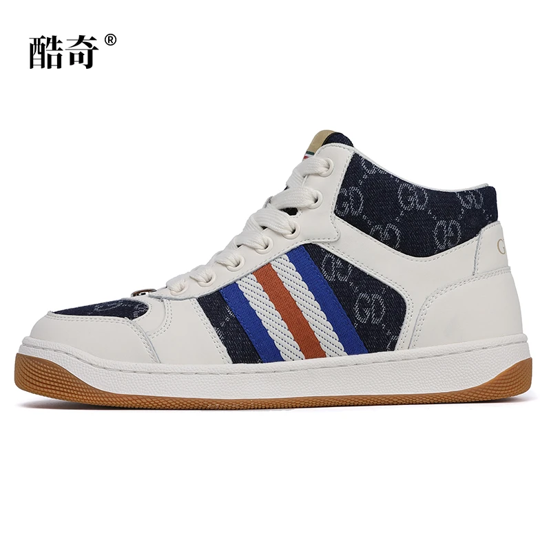 【少量现货】蓝白色经典脏鞋男女同款时尚四季纯手工百搭高帮真皮鞋