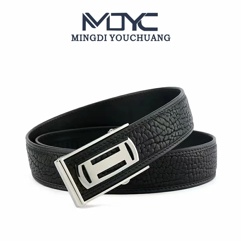 名迪优创钨钢自动扣内穿款式A级纯牛皮男士皮带3.5/3.8CM真皮腰带