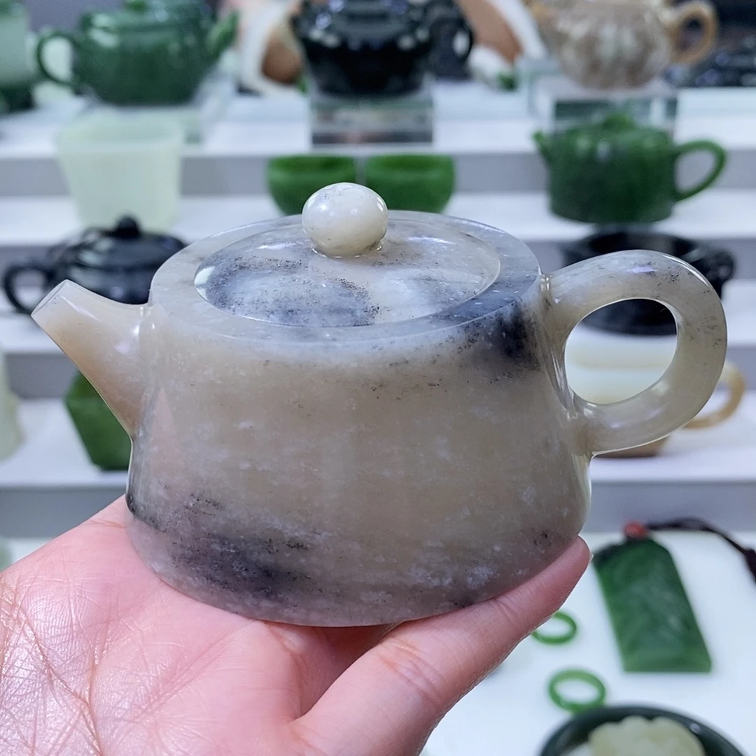 和田玉未镶嵌挂件茶壶