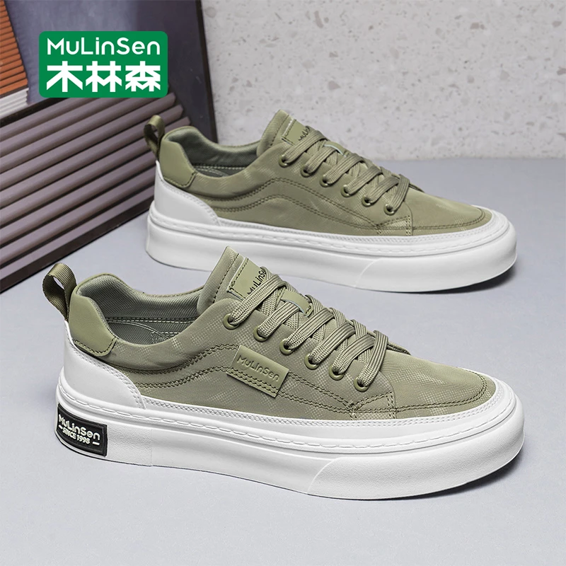 木林森板鞋男款2025新款秋季休闲运动百搭软底工作男士帆布板鞋