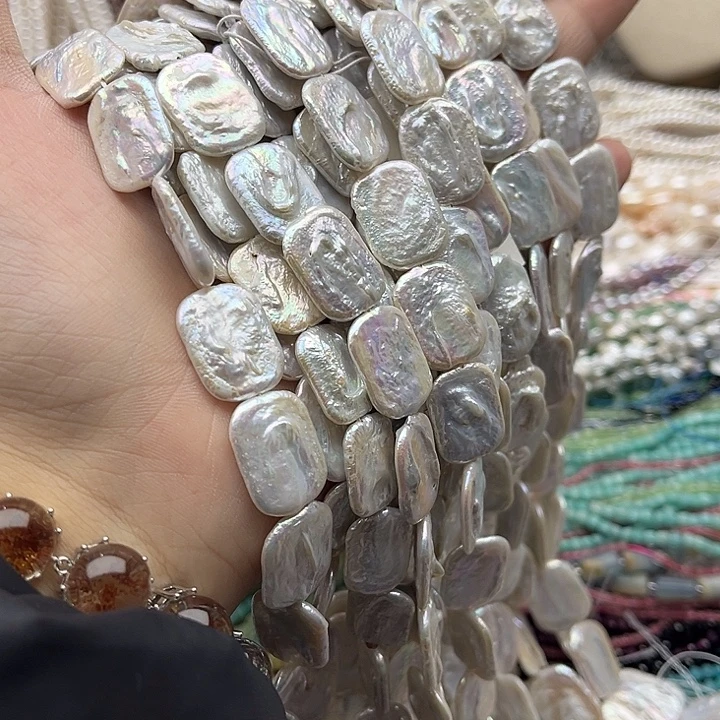 玛瑙/玉髓未镶嵌珠宝半成品一条长方片巴洛克珍珠