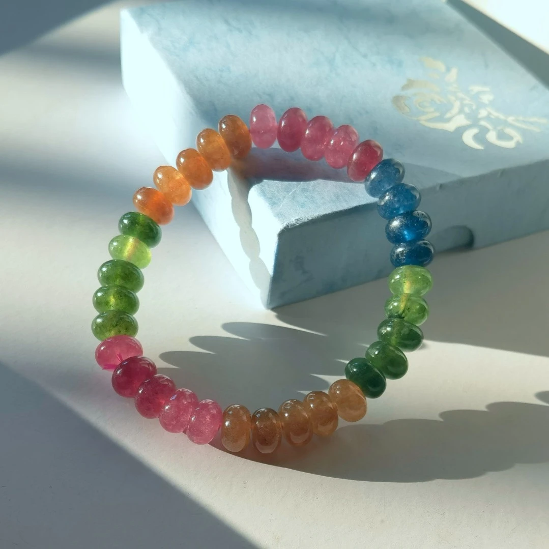彩虹碧玺碟珠手链8mm-多样性发其一