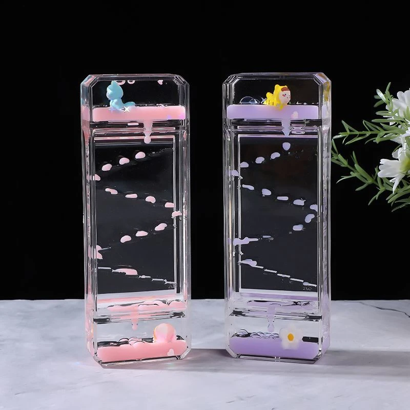 创意可爱滑梯油漏桌面摆件解压液体沙漏治愈系生日礼物儿童装饰品