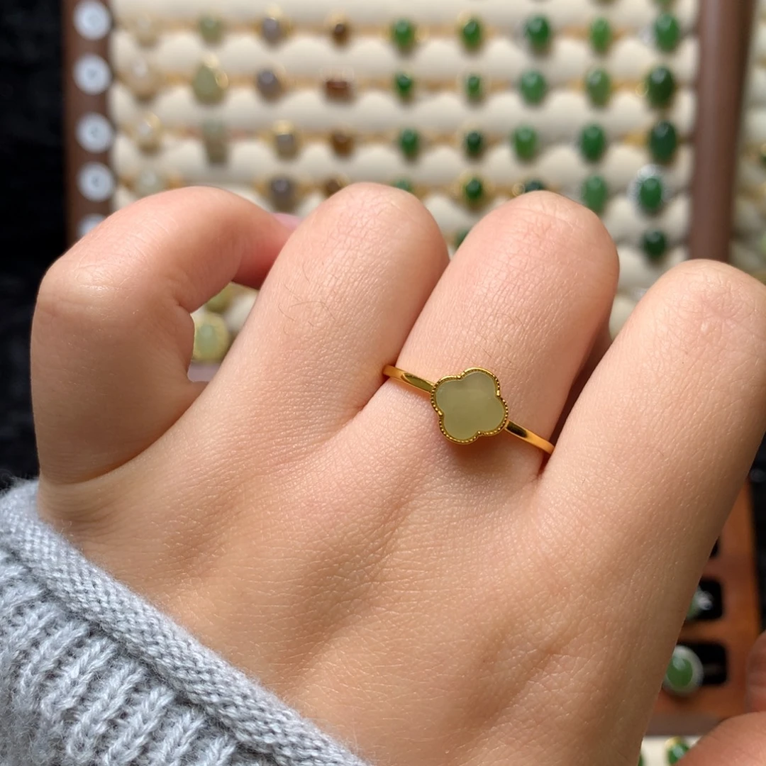 和田玉银S925镶嵌戒指