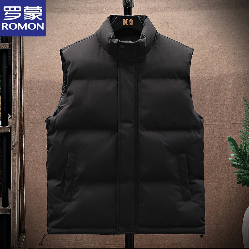 罗蒙新款秋冬男士立领拉链无袖加厚保暖马甲休闲百搭宽松坎肩外穿
