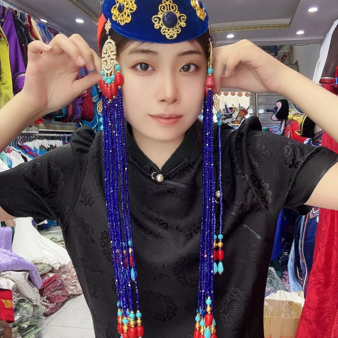 闪电购头饰带耳钉宝蓝色