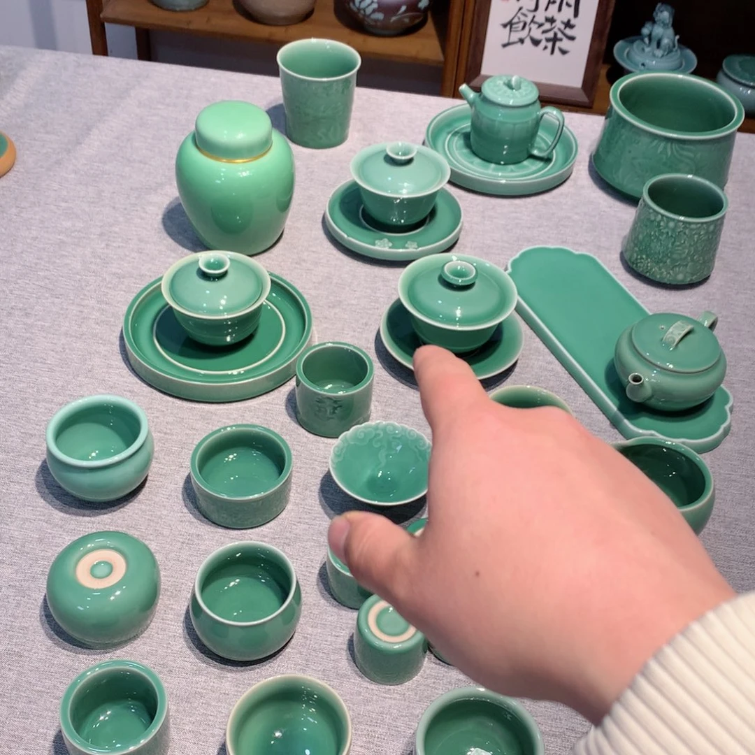 建*龙泉青瓷茶具盖碗