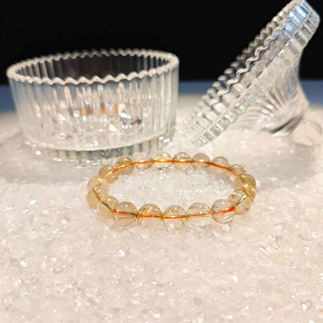 【鎏光溢财】10mm天然金发晶吸金净体招米收藏款金发丝水晶