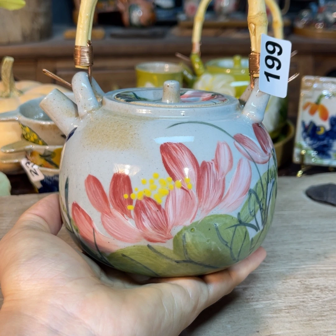 壶素浅陶瓷手工手绘