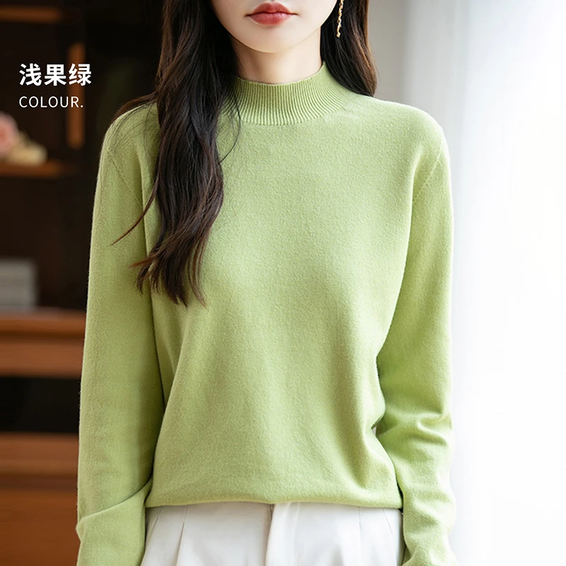 半高领一线成衣简约休闲毛衣女宽松内搭打底衫女秋冬针织衫101