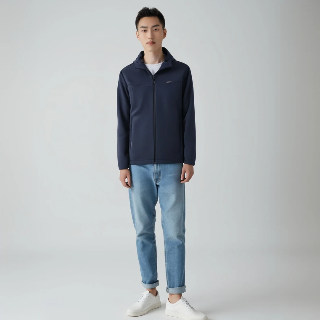 户外夹克弹力连帽薄款防风软壳男透气保休闲夹克冲锋衣外套男士