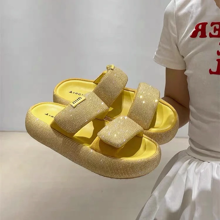 增高厚底魔术贴百搭高跟一字拖修面皮夏季网红露趾