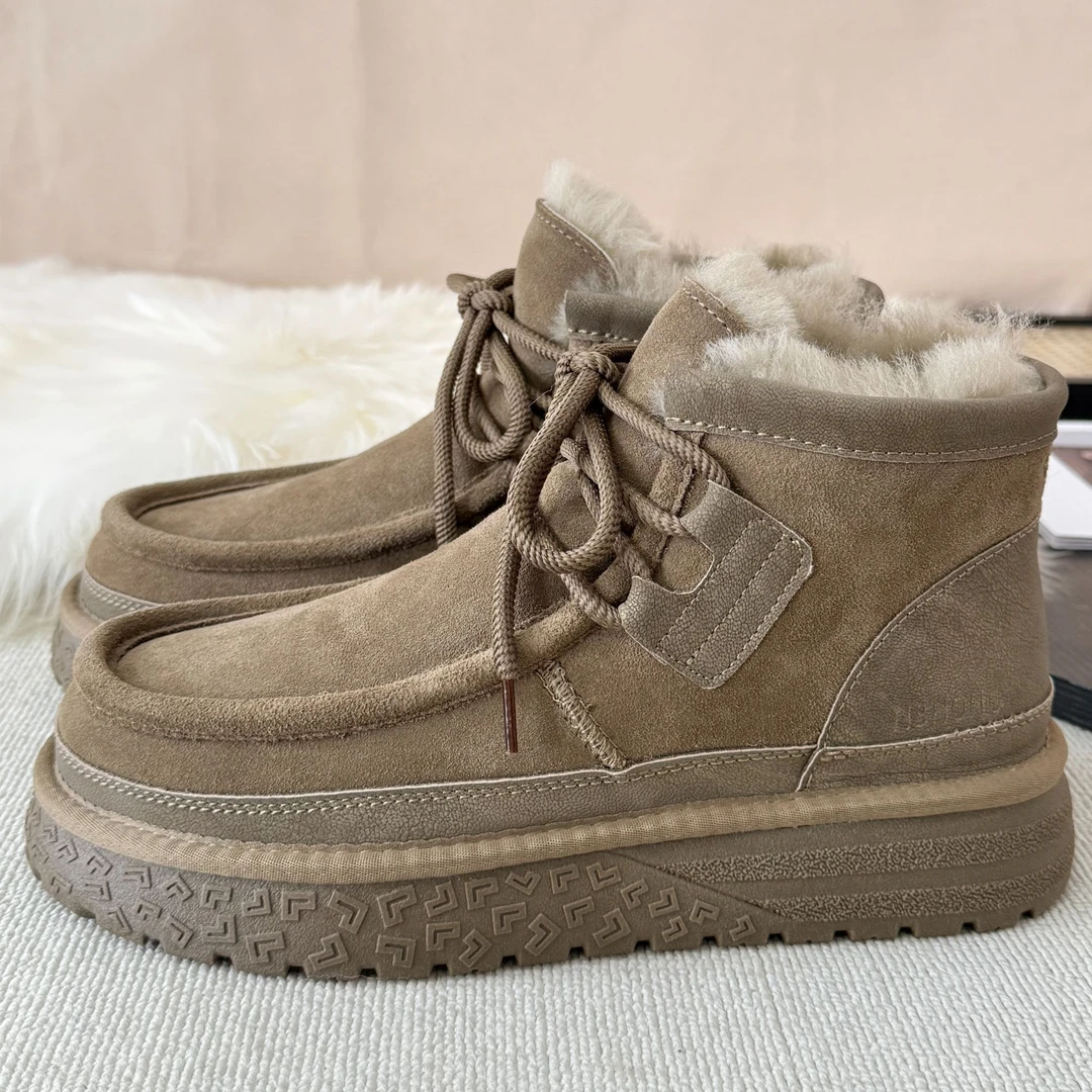 NB5886全羊毛雪地靴男款皮毛一体防水防滑户外100%真羊毛雪地靴男