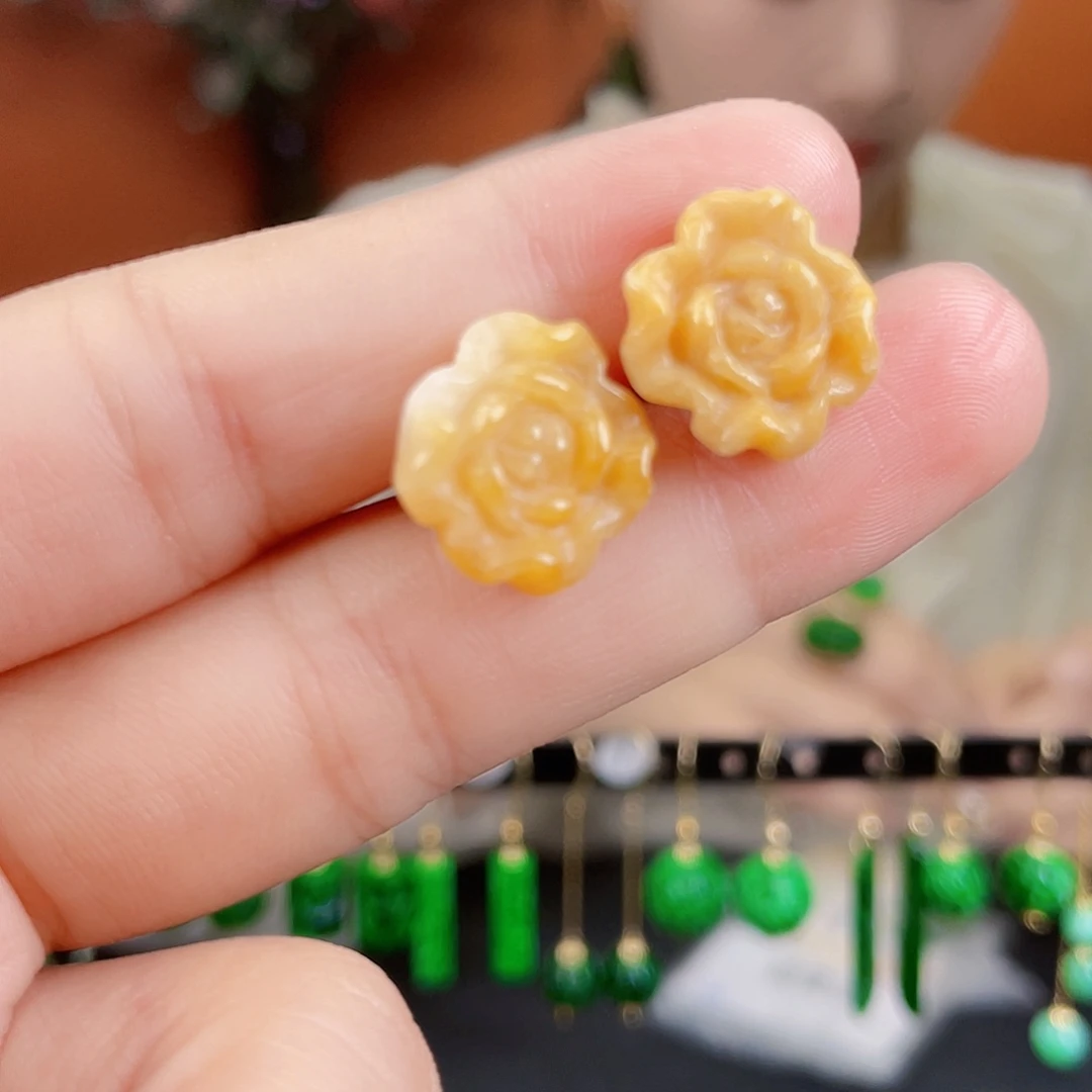 翡翠未镶嵌耳饰饰品