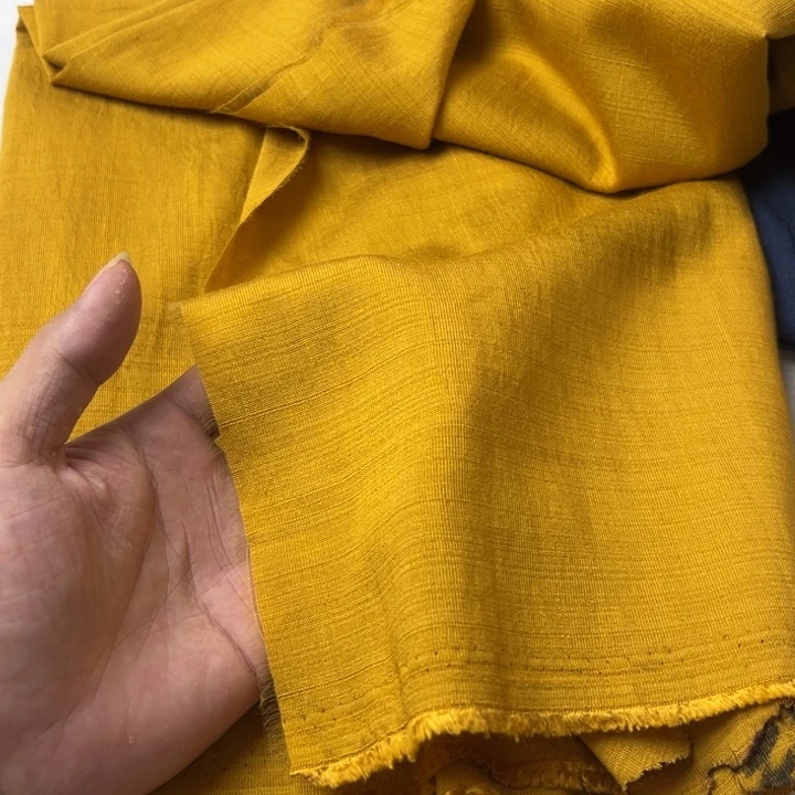 棉混纺姜黄麻棉2米