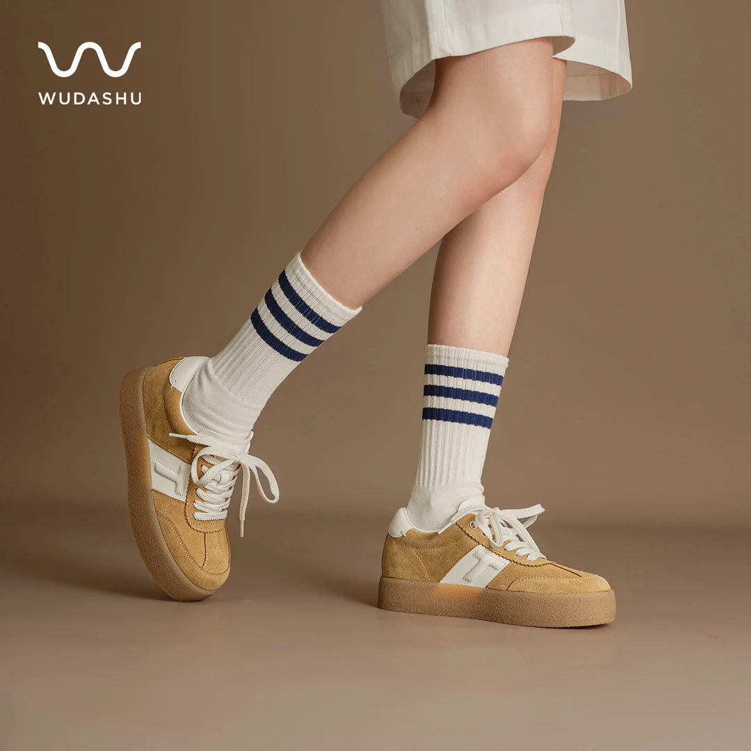 吴大叔秋季复古运动德训鞋系带平底鞋四季通用时尚休闲鞋96-001