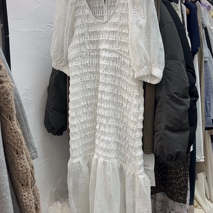 挂脖款今天新款 重工白色连衣裙S