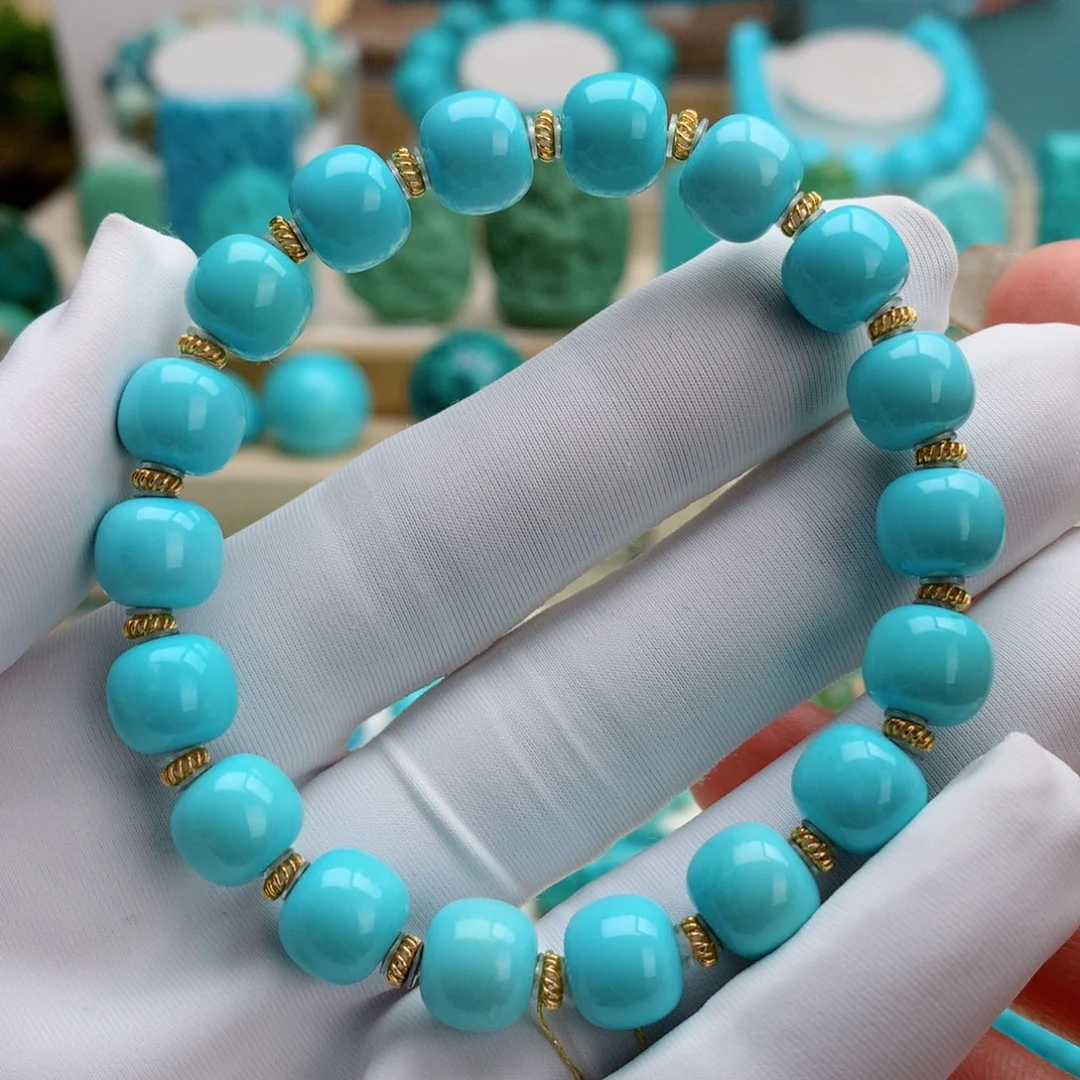 绿松石18K金镶嵌挂件