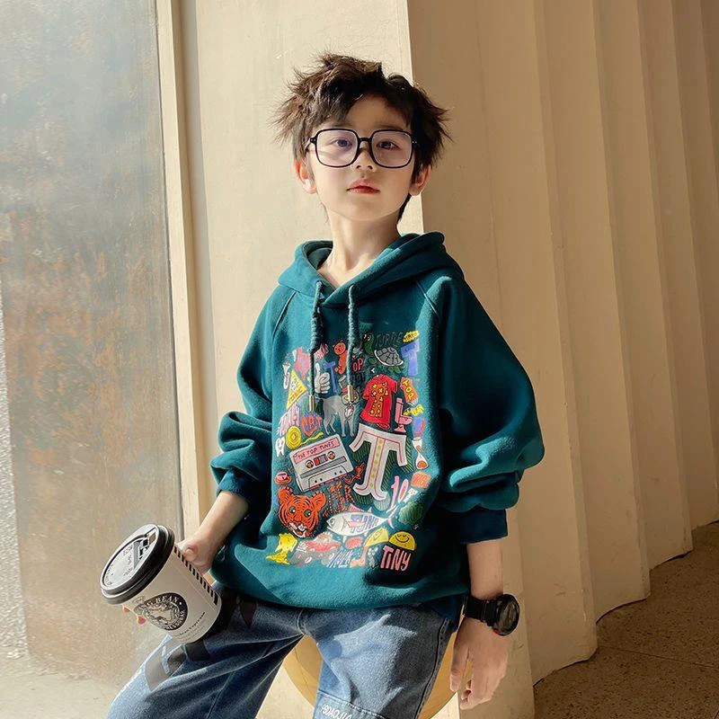 FAVMARTHA男童卫衣春秋款2025新款儿童帅气韩版炸街中大童宽松春
