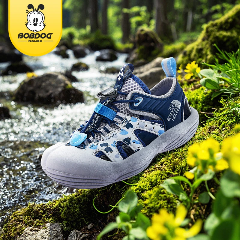 【BZ】巴布豆家族童鞋2025夏季时尚网面儿童包头防撞凉鞋BJJ25X301