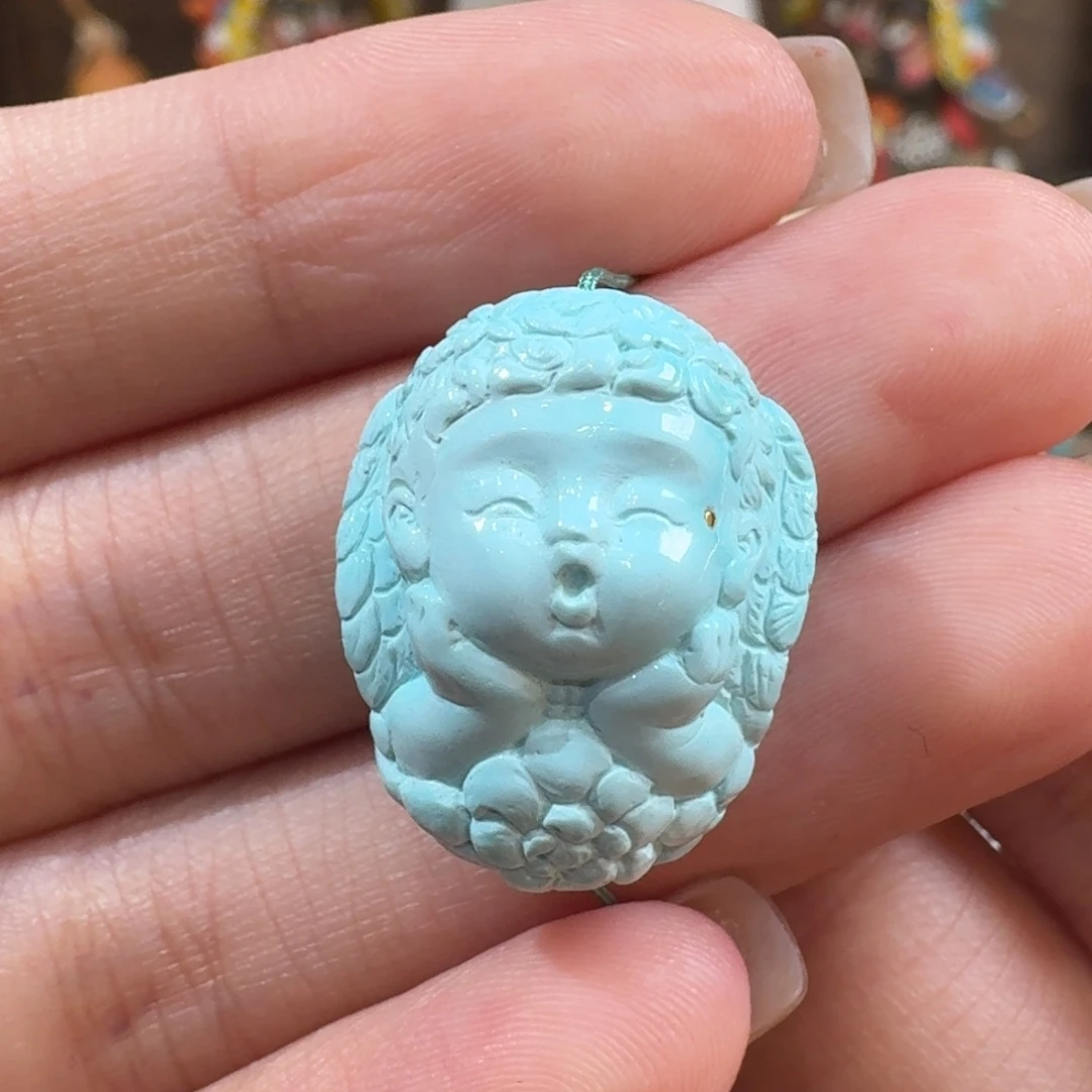 未镶嵌绿松石珠宝半成品小天使配饰