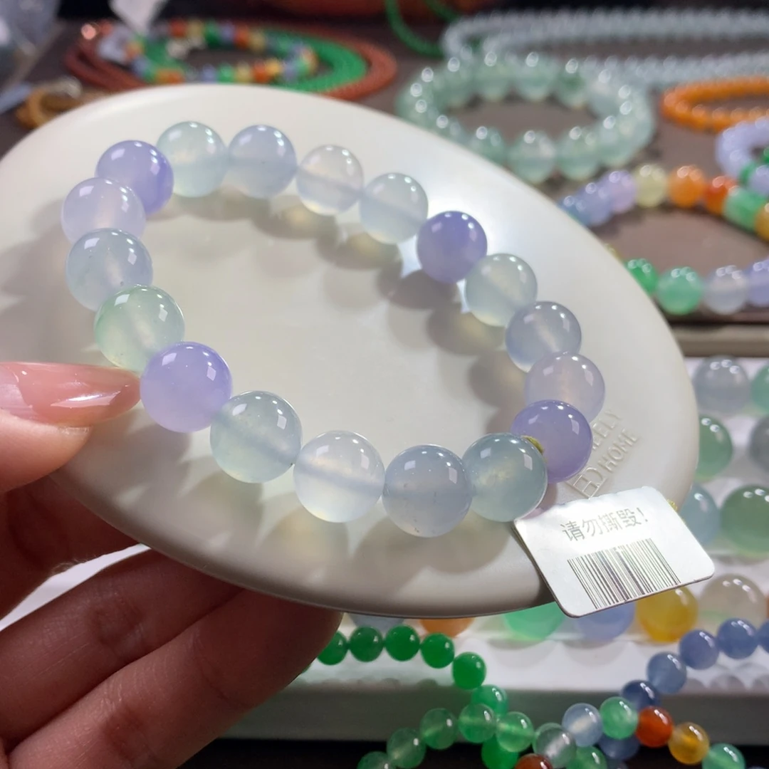 翡翠未镶嵌手链木那纯净冰透多宝卡11