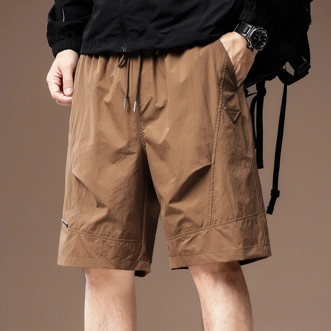 高端冰丝凉感美式速干潮牌短裤男夏季薄款户外休闲中裤五分裤子男