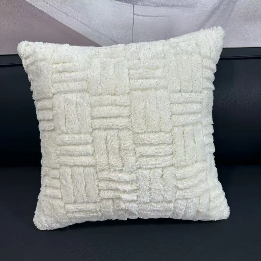 简约编织毛绒抱枕办公室沙发床头靠垫