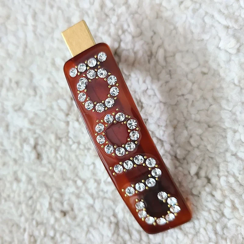 G2025新款彩色钻字母鸭嘴夹发卡边夹侧边刘海夹子少女感发夹发饰