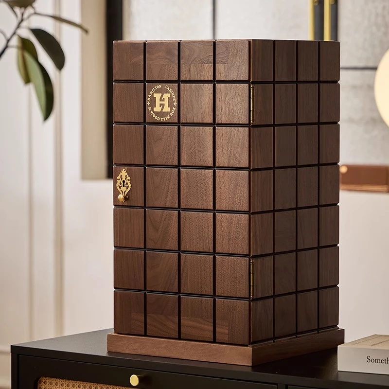 【魔方】文玩柜北美黑胡桃原木大容量项链饰品收纳中古收纳