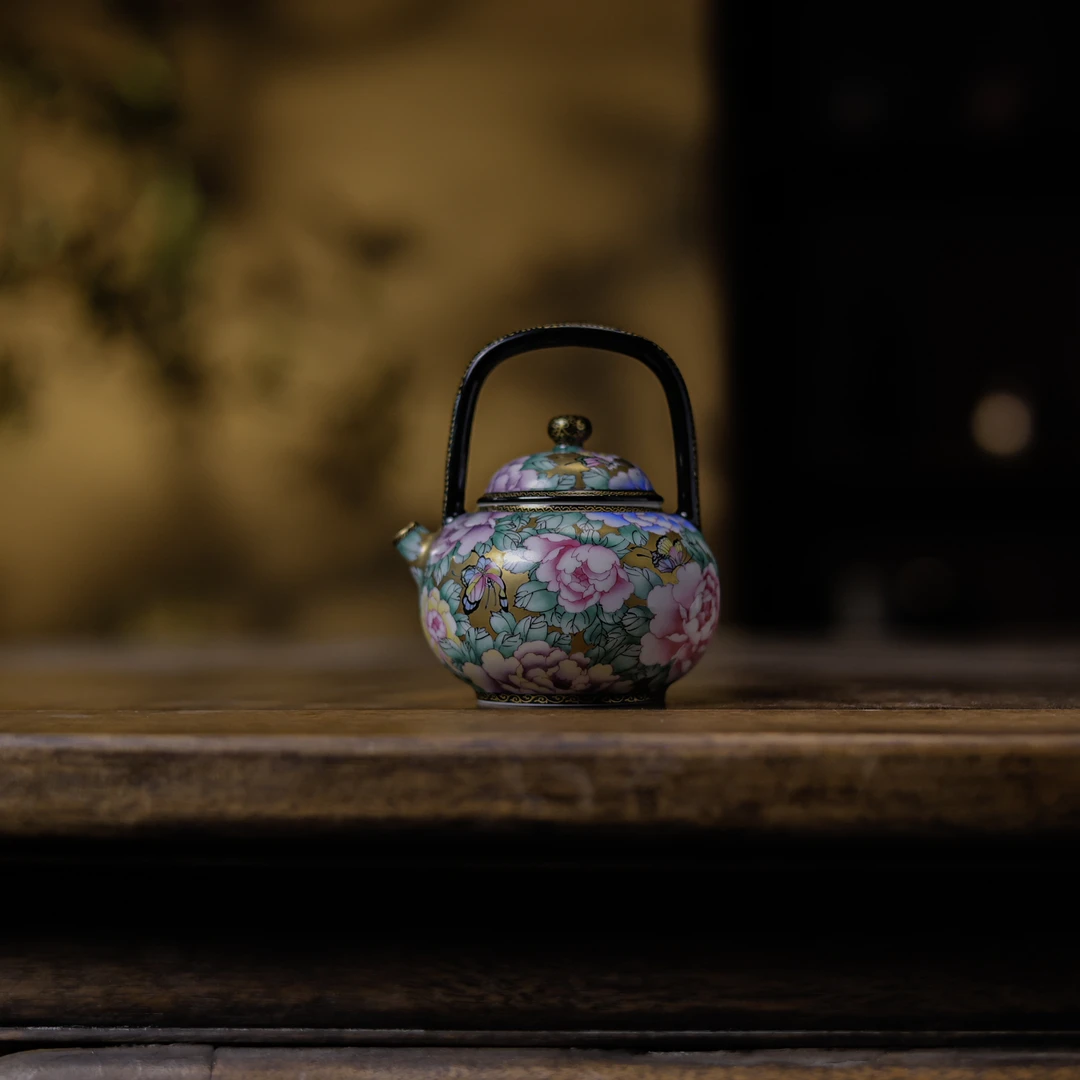 【梵田里】茶具-黑金-华隐堂&梵田里-万花提梁壶-130ml（华隐S0988）