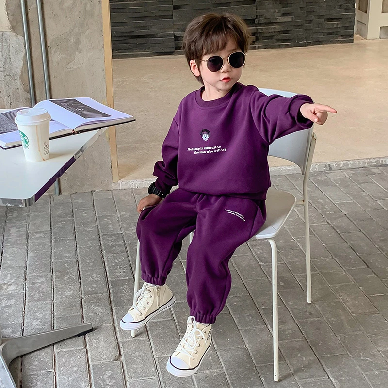 儿童套装2025春秋季新款男童卡通时尚洋气休闲卫衣卫裤两件套潮流
