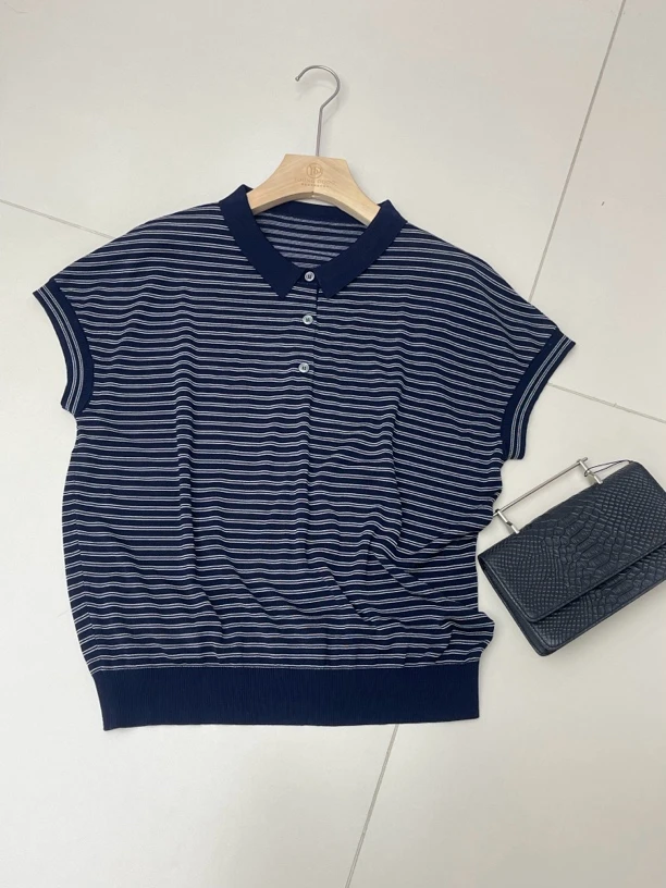 YOUNG DODO杨多多上衣 POLO领条纹针织衫 5108