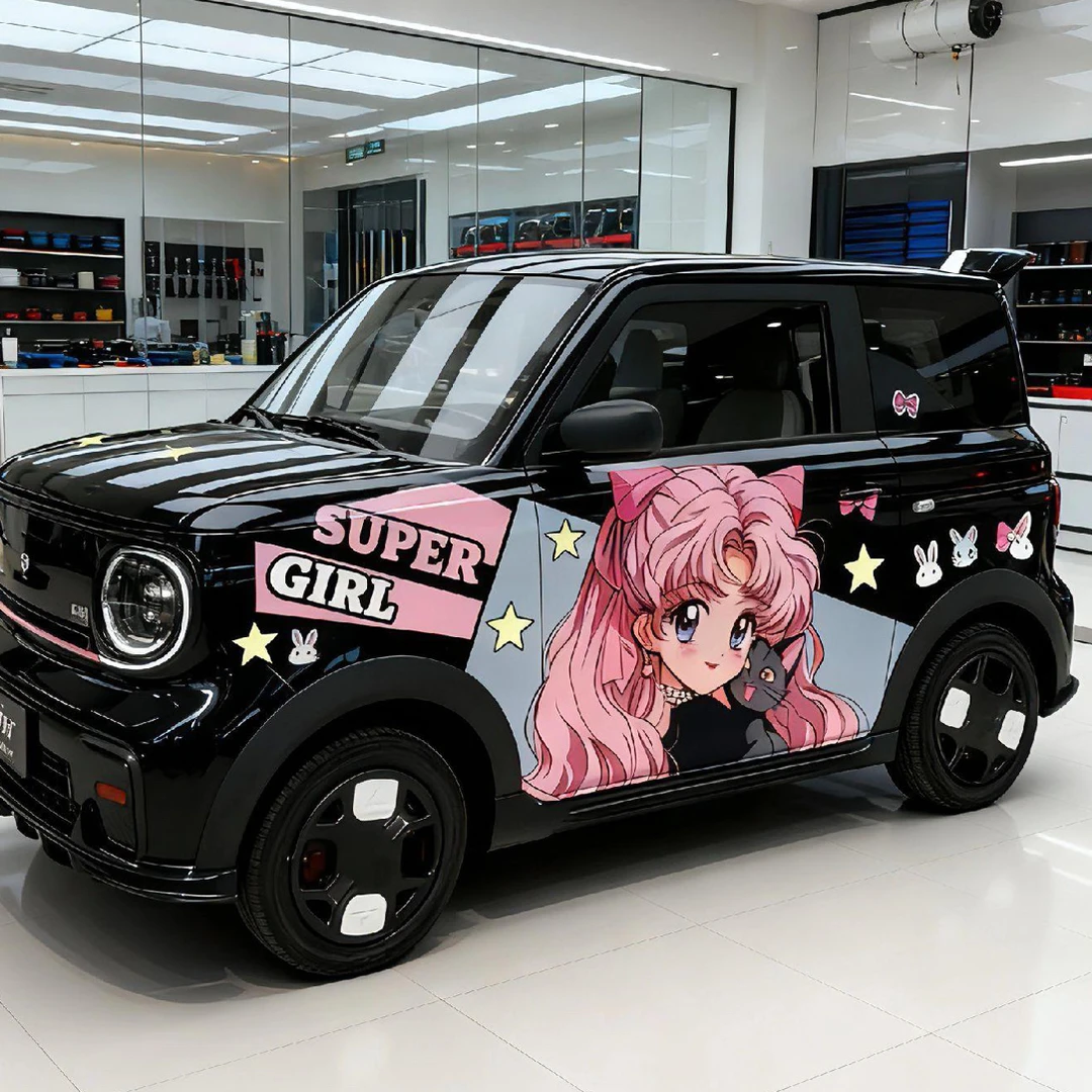 汽车贴纸个性定制膜熊猫卡丁定制美少女战士后门贴纸彩绘膜定制膜